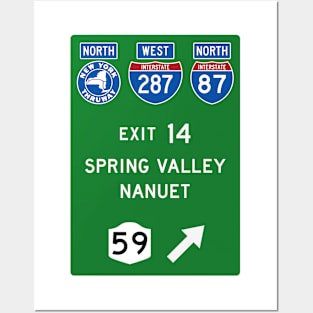 New York Thruway Northbound Exit 14: Spring Valley Nanuet Rte 59 Posters and Art